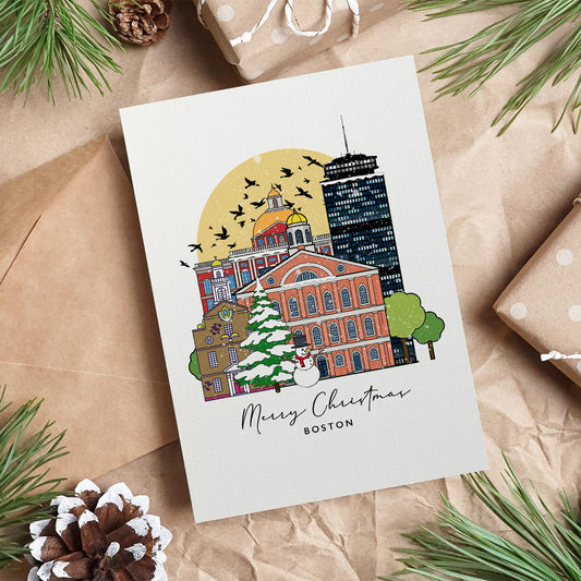 Boston Personalised Christmas/Holiday Greeting Card