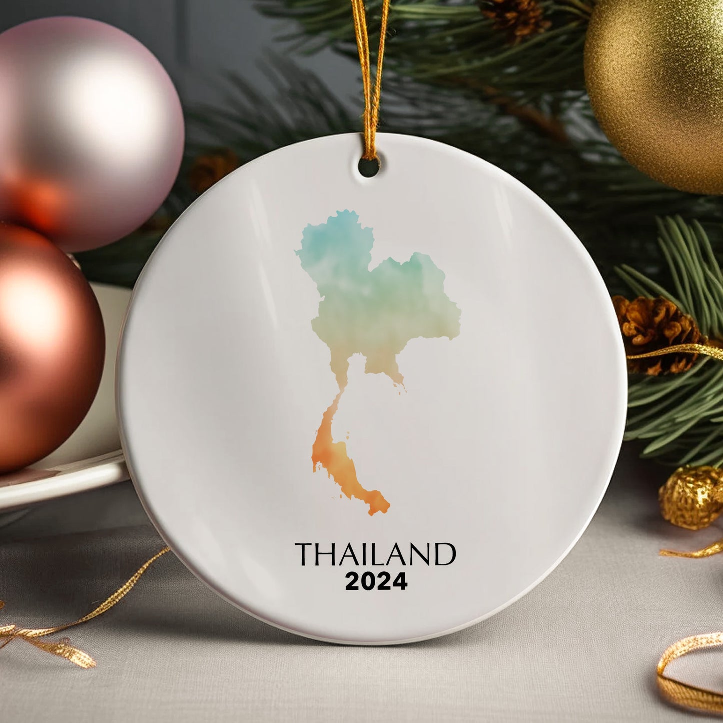 Thailand Map Personalised Christmas Tree Ornament