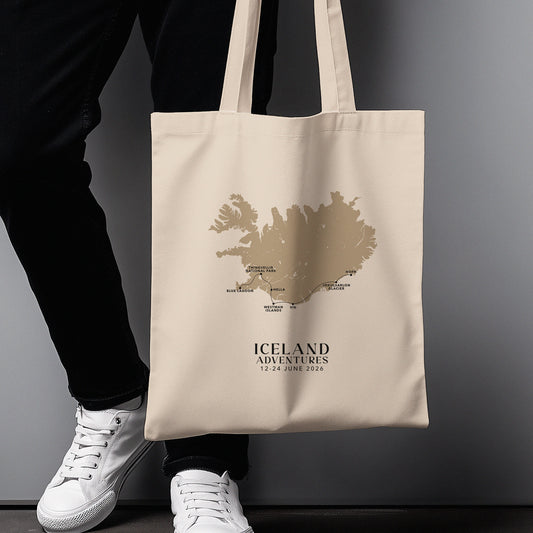 Iceland Personalized Map Tote Bag | Travel Agents, Group Tours, School Trips