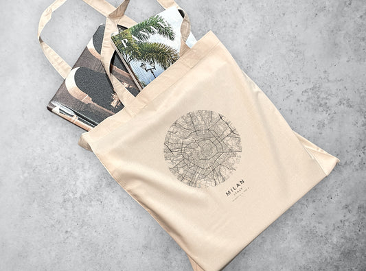 Milan Personalised City Map Tote Bag