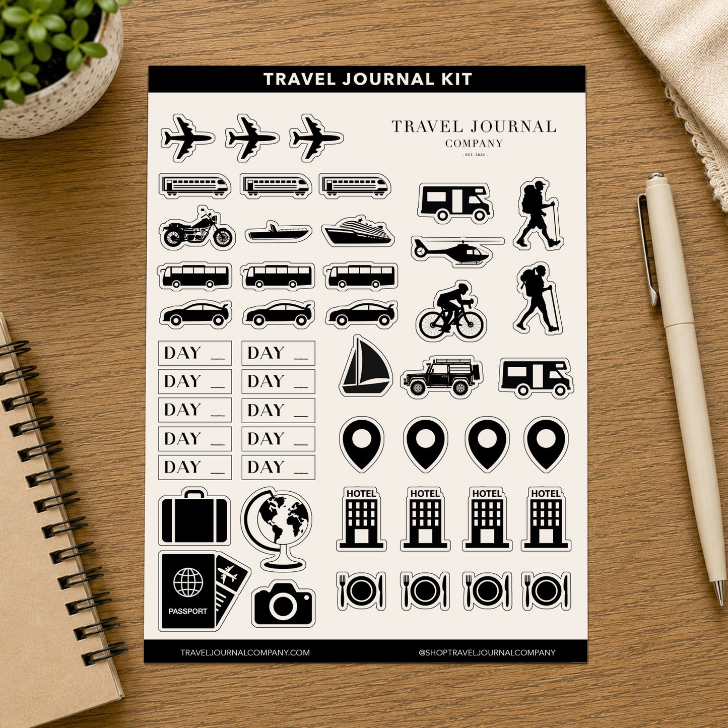 Daily Itinerary Cards - Travel Journal Binder Insert