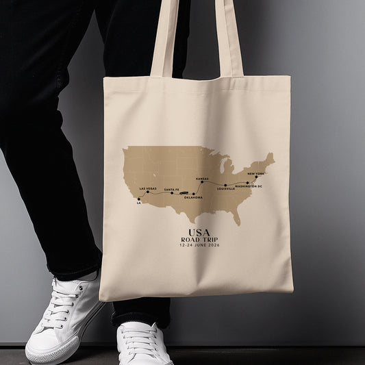 USA Personalized Map Tote Bag | Travel Agents, Group Tours, School Trips