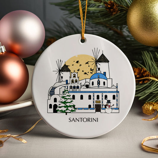 Santorini, Greece Personalised Christmas Tree Ornament