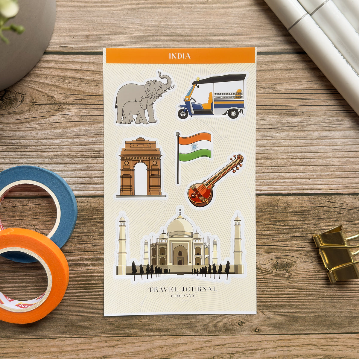 India, Taj Mahal Sticker Sheet | Scrapbooking, Planner, Journal Sticker