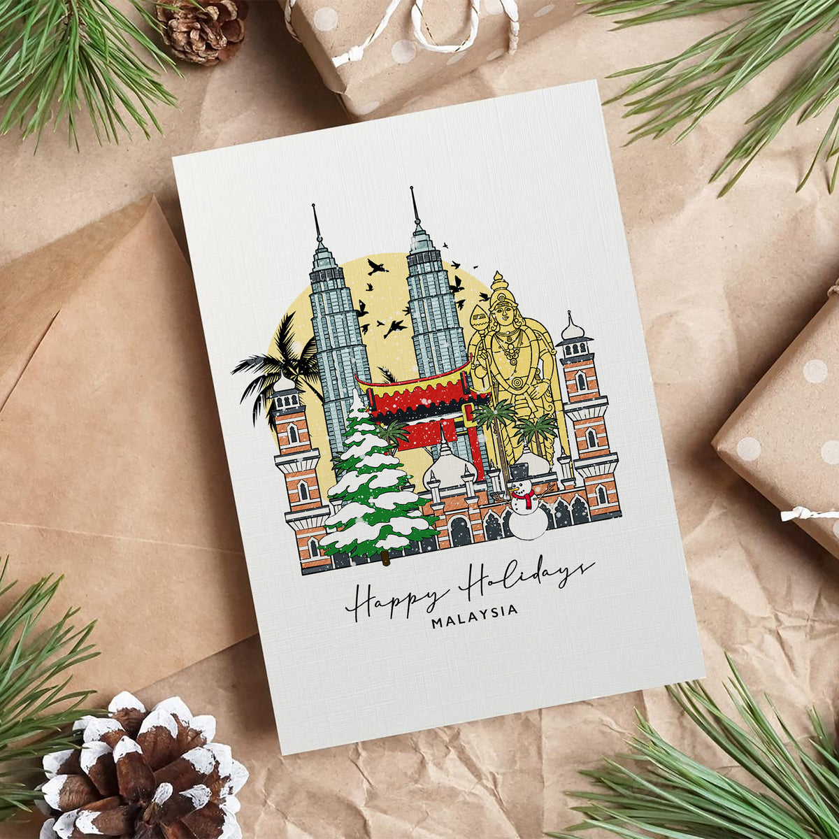 Malaysia/Kuala Lumpur Personalised Christmas/Holiday Greeting Card