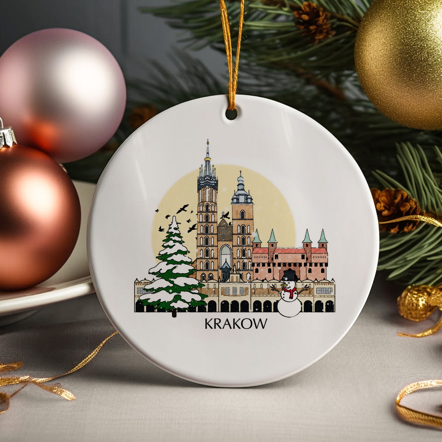 Krakow Poland Personalised Christmas Tree Ornament