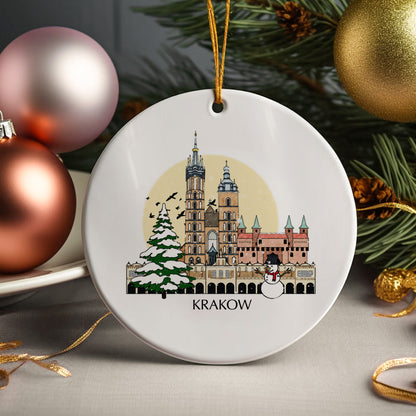 Krakow Poland Personalised Christmas Tree Ornament