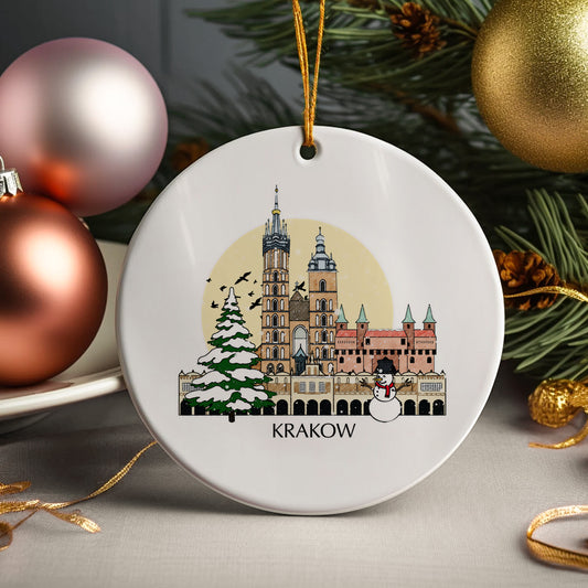 Krakow Poland Personalised Christmas Tree Ornament
