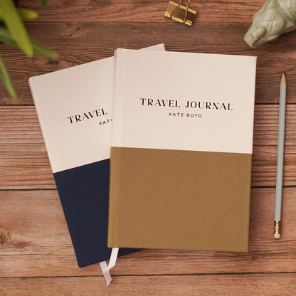 Luxury Duo Tone Personalised Linen Travel Journal