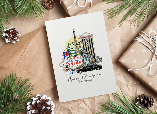 Las Vegas Personalised Christmas/Holiday Greeting Card