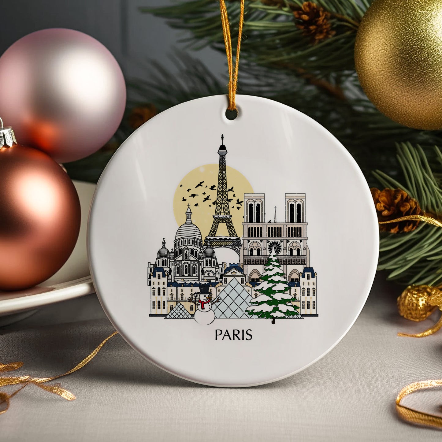 Paris France Personalised Christmas Tree Ornament
