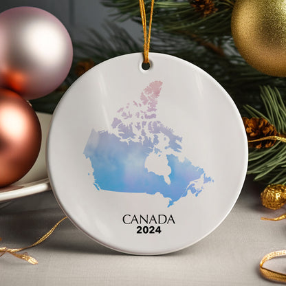 Canada Map Personalised Christmas Tree Ornament