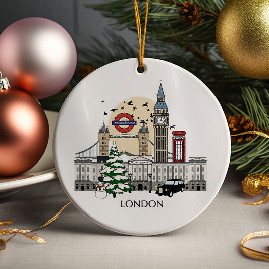 London England Personalised Christmas Tree Ornament