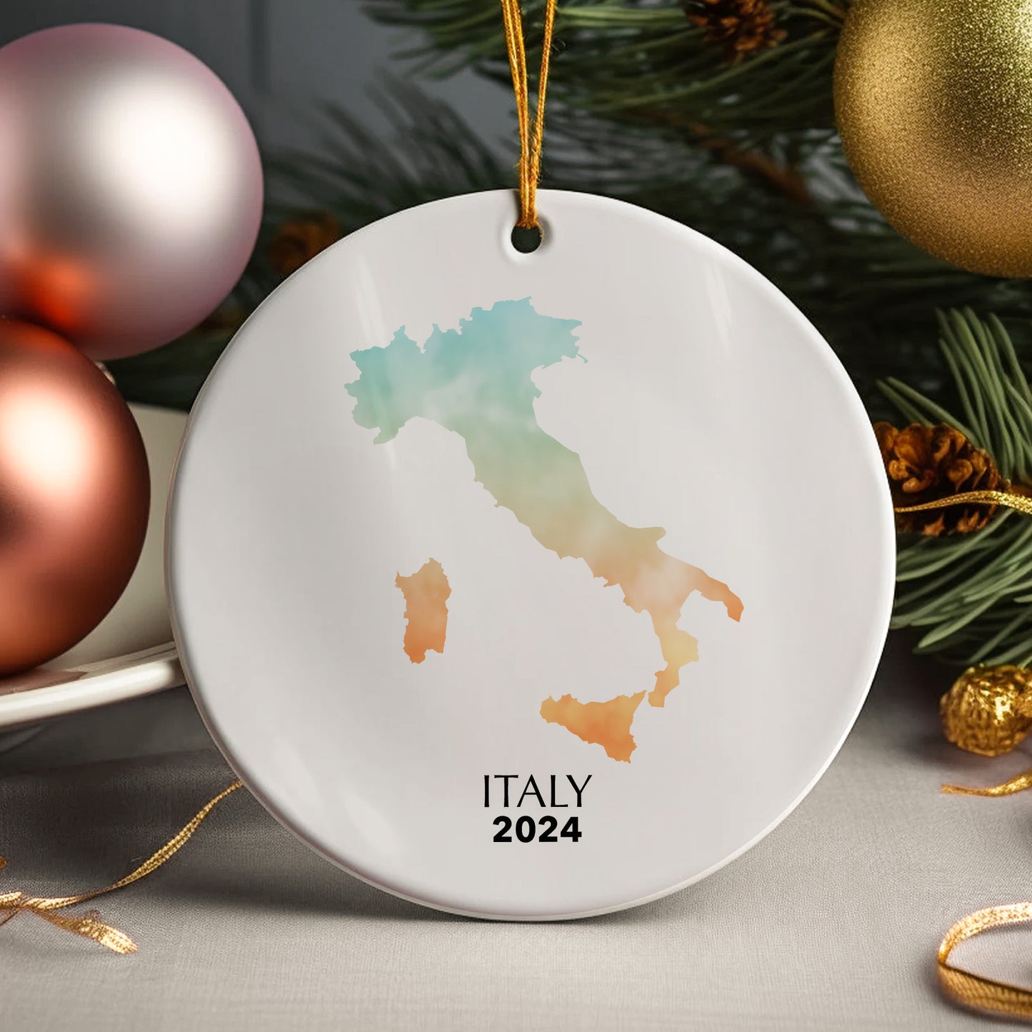 Italy Map Personalised Christmas Tree Ornament