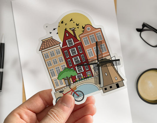 Amsterdam, Netherlands - Die Cut Travel Sticker