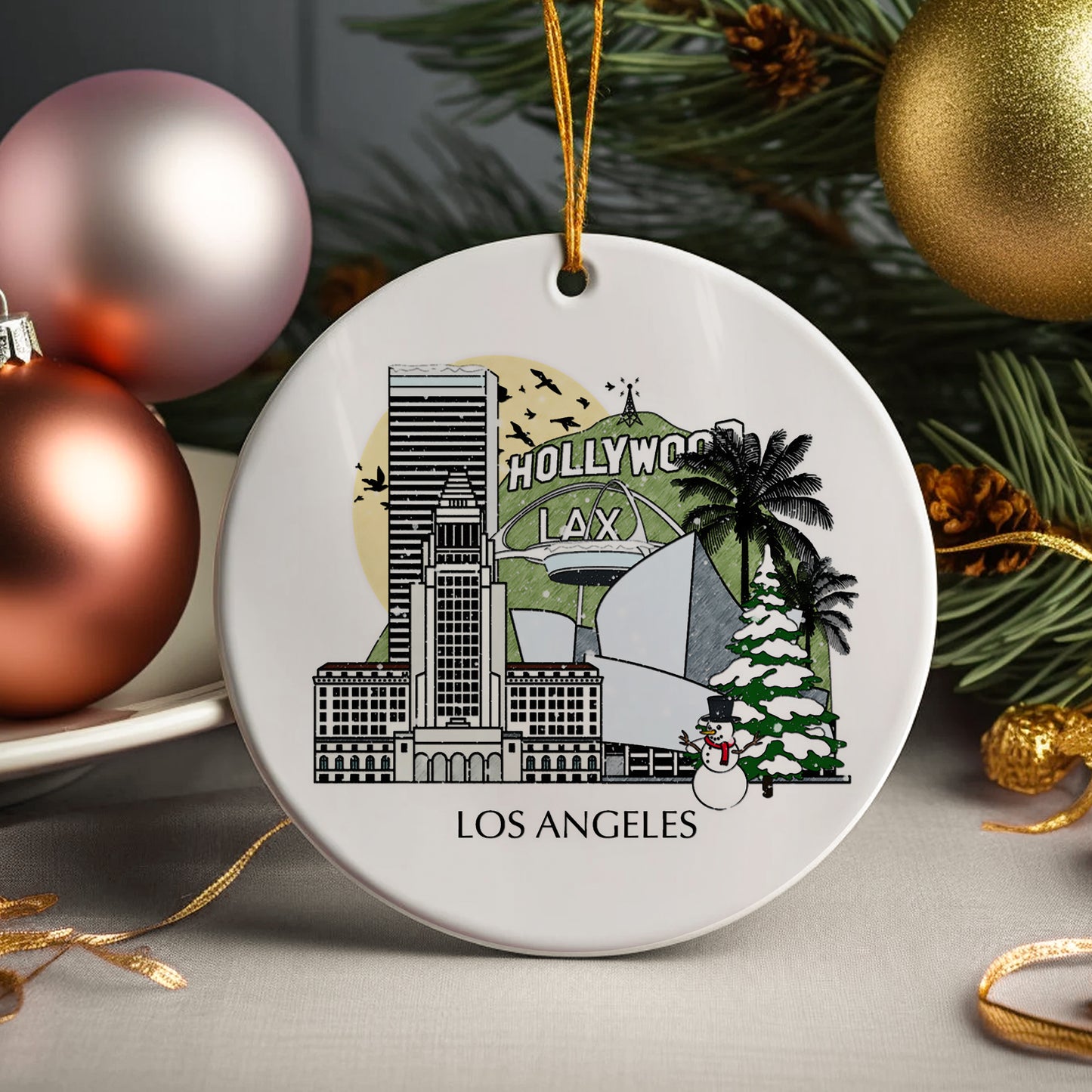 Los Angeles California Personalised Christmas Tree Ornament