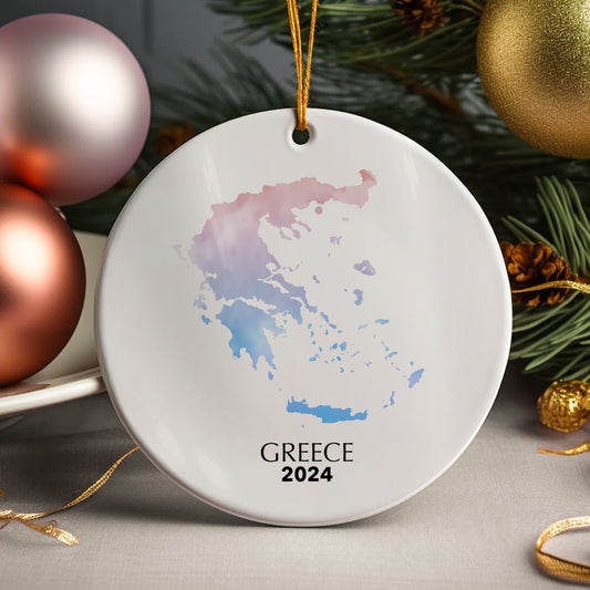 Greece Map Personalised Christmas Tree Ornament