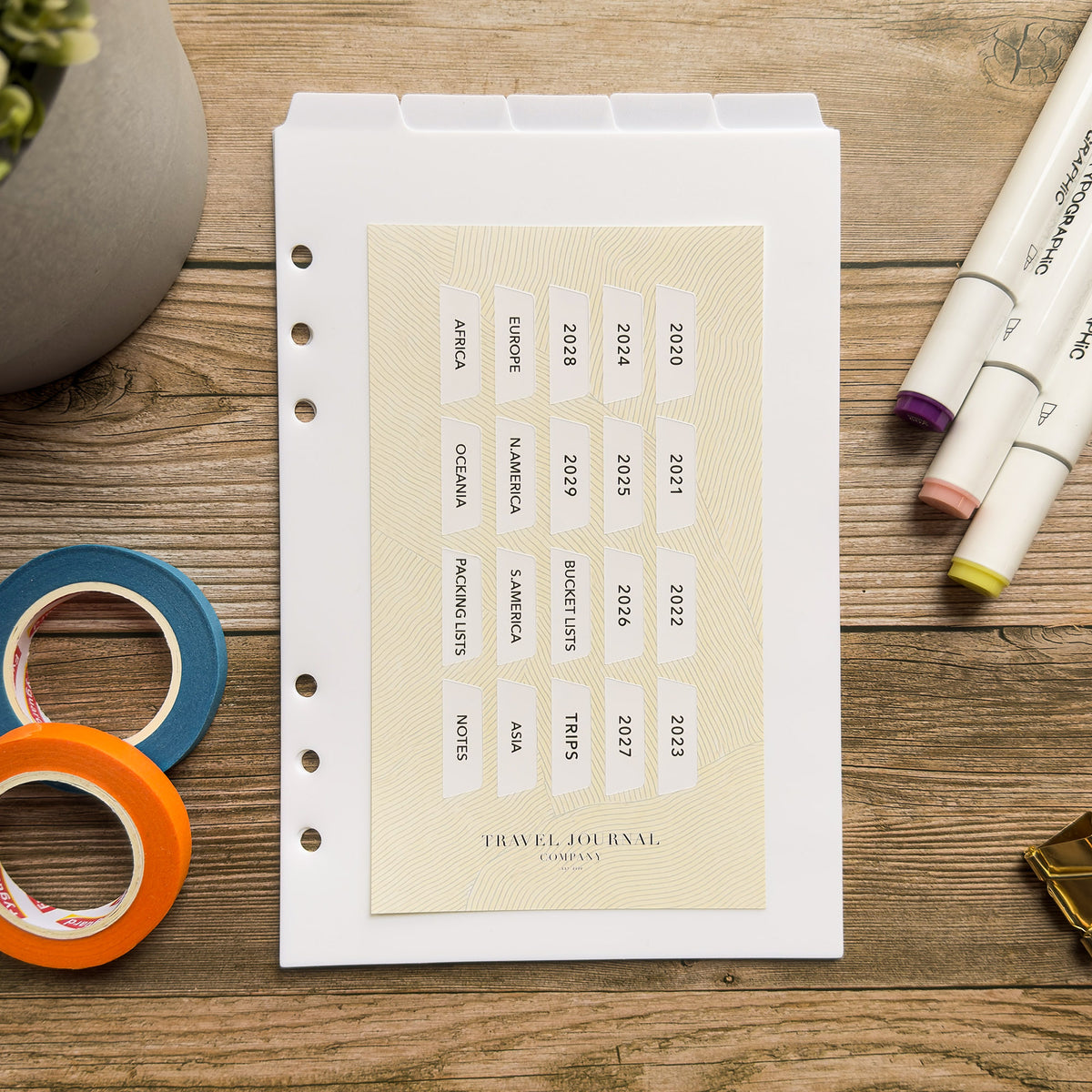 Customisable A5 Tab Dividers - Travel Journal Binder, Planner, Organiser Insert
