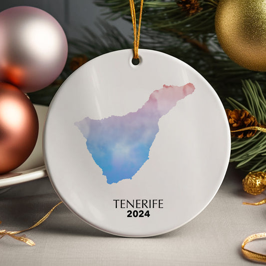 Tenerife Map Personalised Christmas Tree Ornament