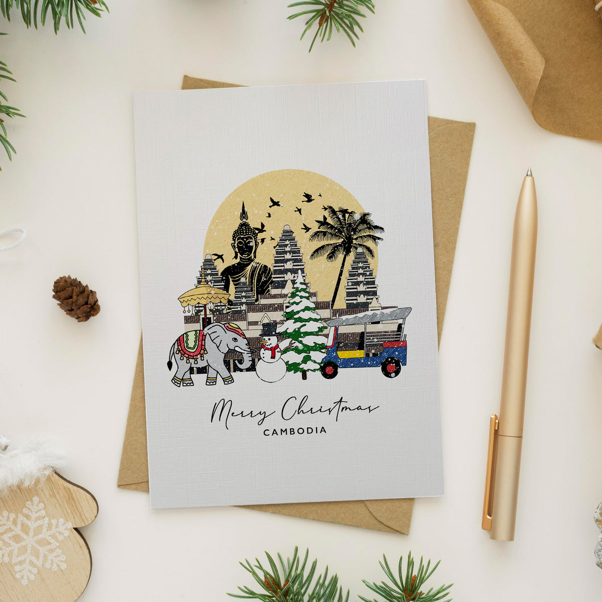 Cambodia Personalised Christmas/Holiday Greeting Card
