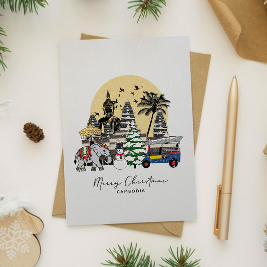 Cambodia Personalised Christmas/Holiday Greeting Card