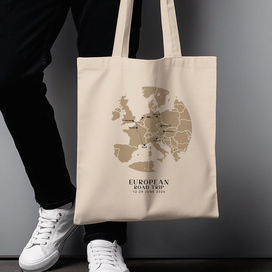 Europe Personalized Map Tote Bag | Travel Agents, Group Tours, School Trips