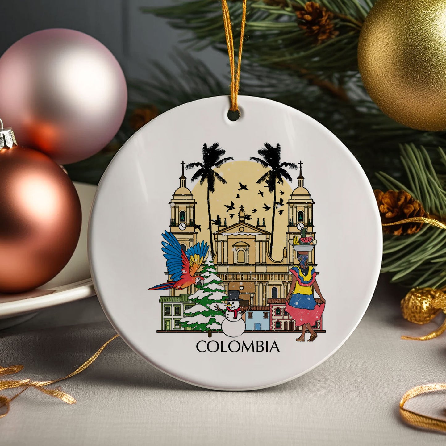 Colombia Personalised Christmas Tree Ornament