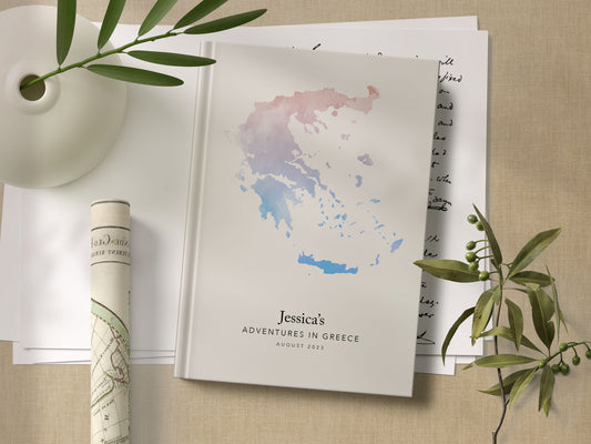Greece Personalised Watercolour Travel Journal