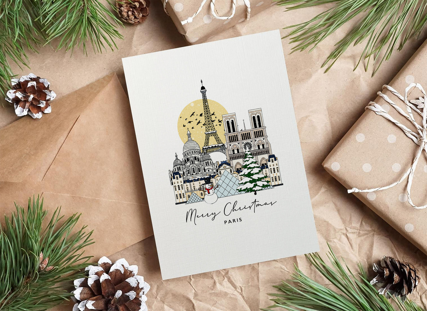 Paris Personalised Christmas/Holiday Greeting Card