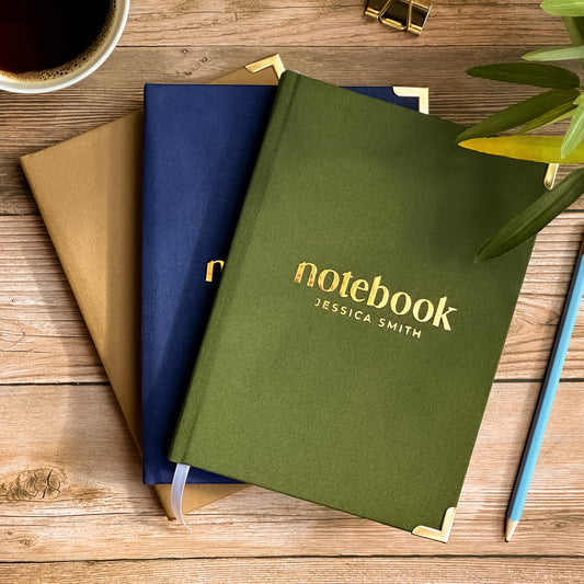 Luxury Linen Personalised Notebook/Diary/Journal