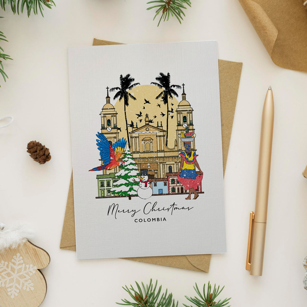 Colombia Personalised Christmas/Holiday Greeting Card