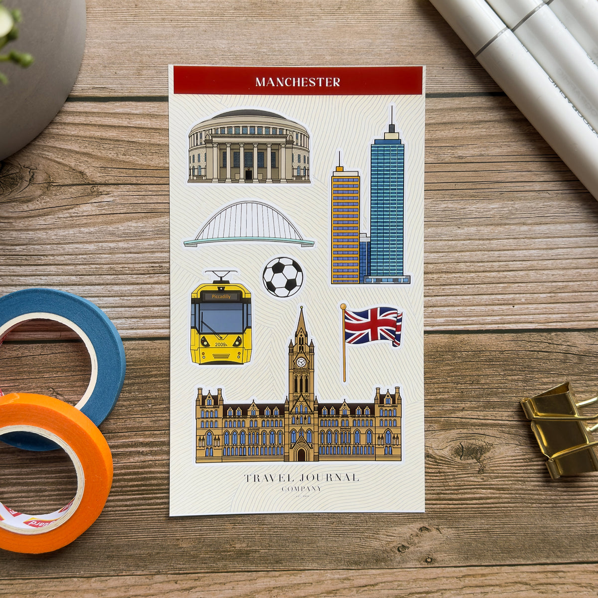 Manchester, England Sticker Sheet | Scrapbooking, Planner, Journal Sticker
