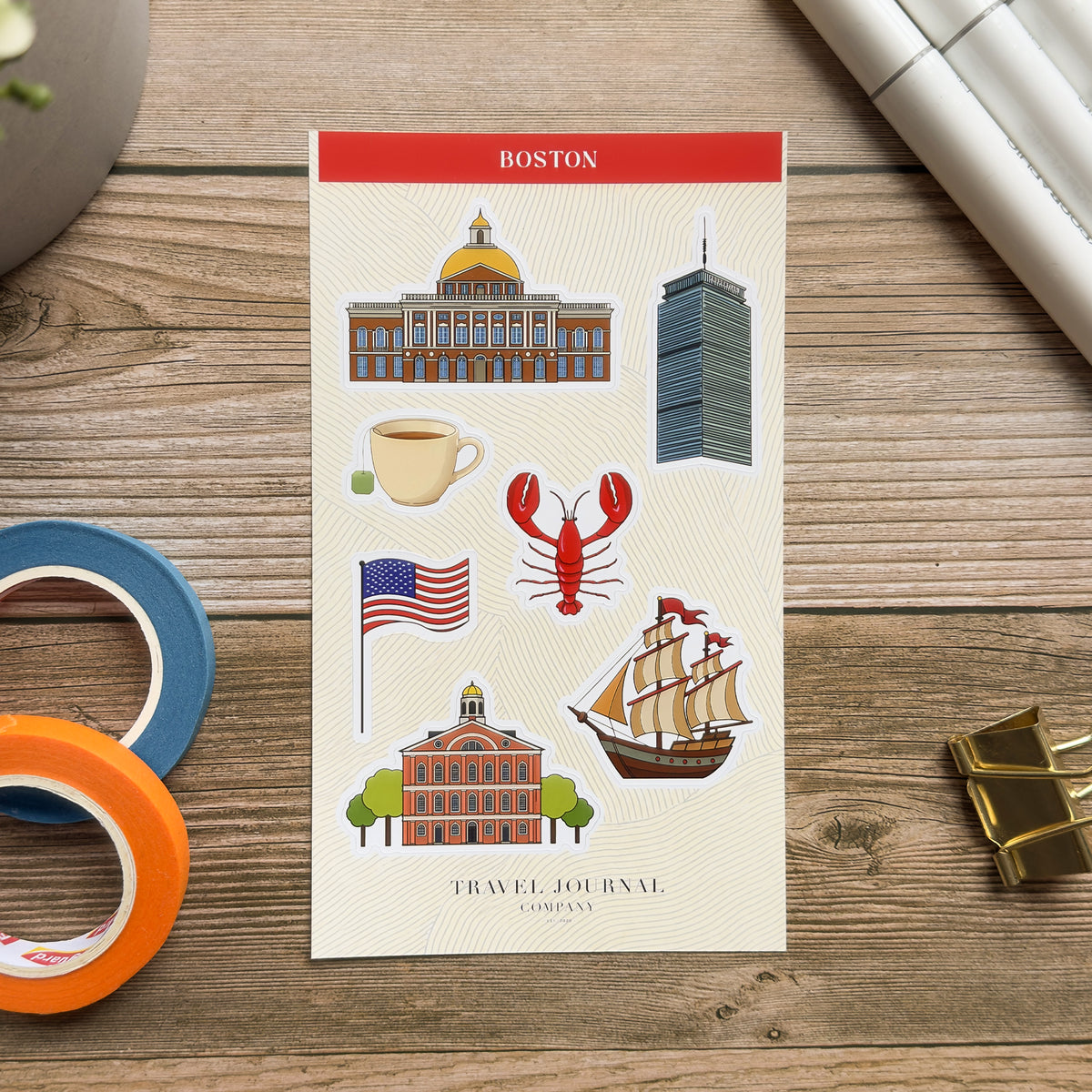 Boston, USA Sticker Sheet | Scrapbooking, Planner, Journal Sticker