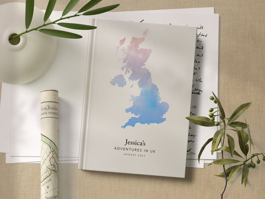 United Kingdom Personalised Watercolour Travel Journal