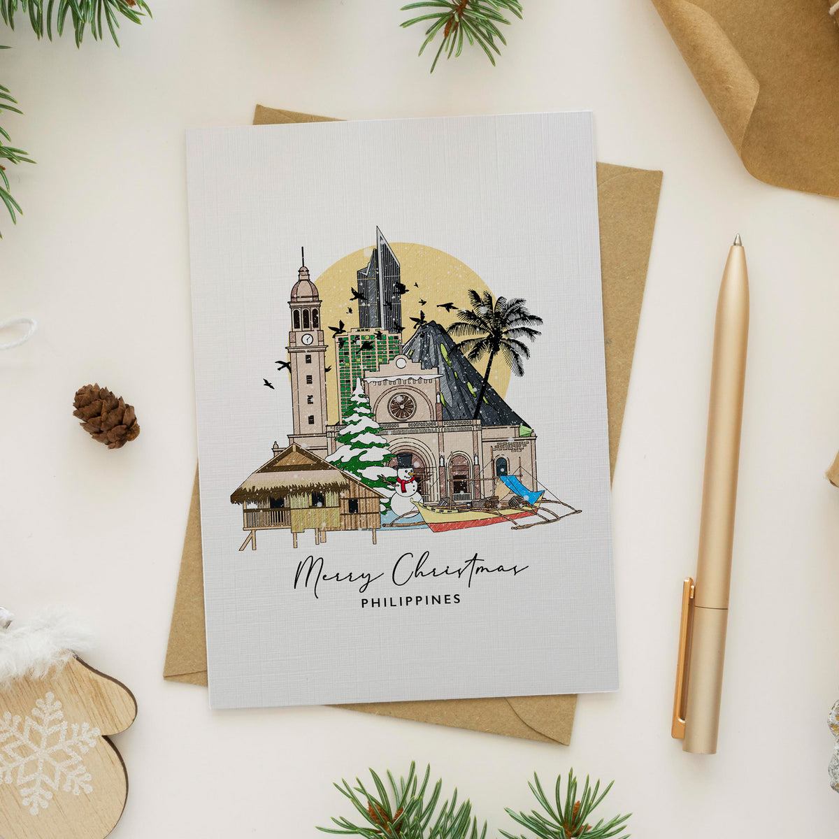 Philippines/Manila Personalised Christmas/Holiday Greeting Card