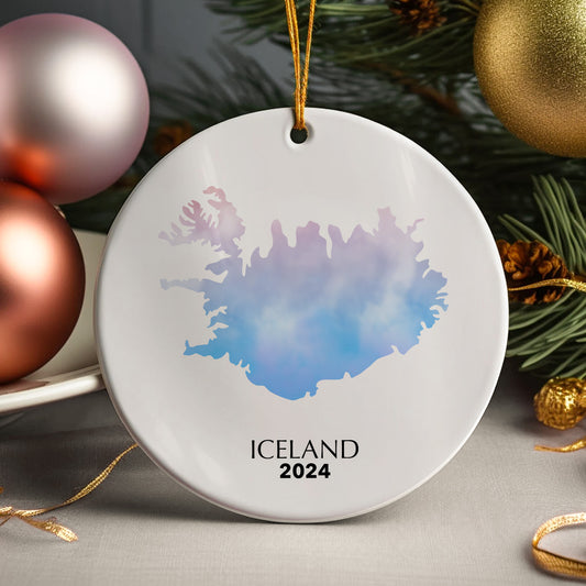 Iceland Map Personalised Christmas Tree Ornament