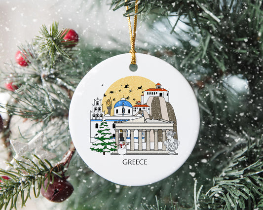 Greece Personalised Christmas Tree Ornament