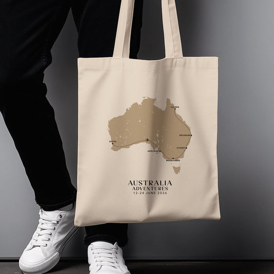 Australia Personalized Map Tote Bag | Travel Agents, Group Tours, School Trips