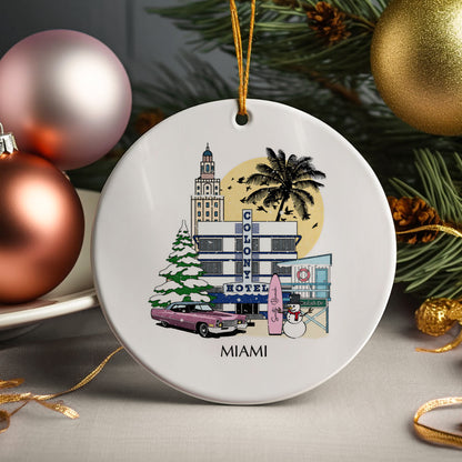 Miami Florida Personalised Christmas Tree Ornament