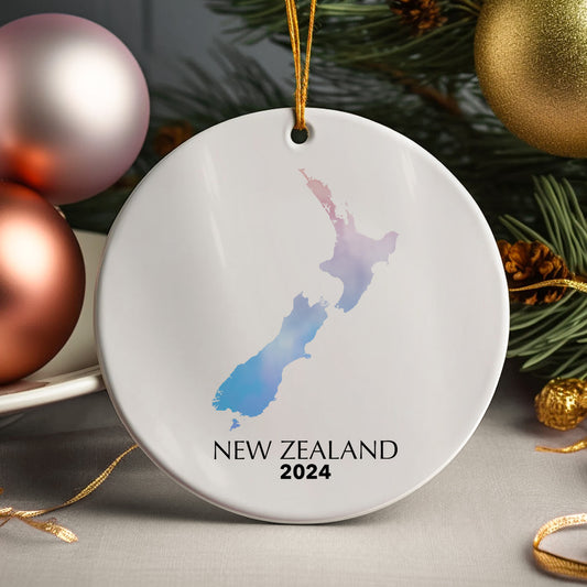 New Zealand Map Personalised Christmas Tree Ornament