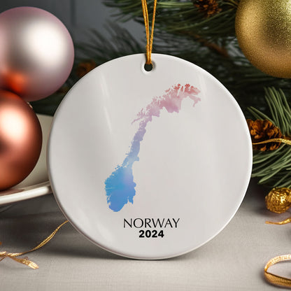 Norway Map Personalised Christmas Tree Ornament