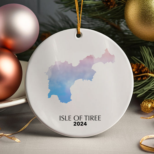 Isle of Tiree Map Personalised Christmas Tree Ornament