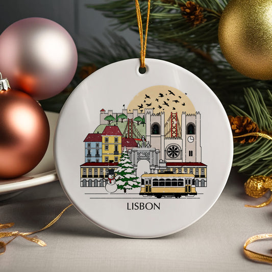 Lisbon, Portugal Personalised Christmas Tree Ornament