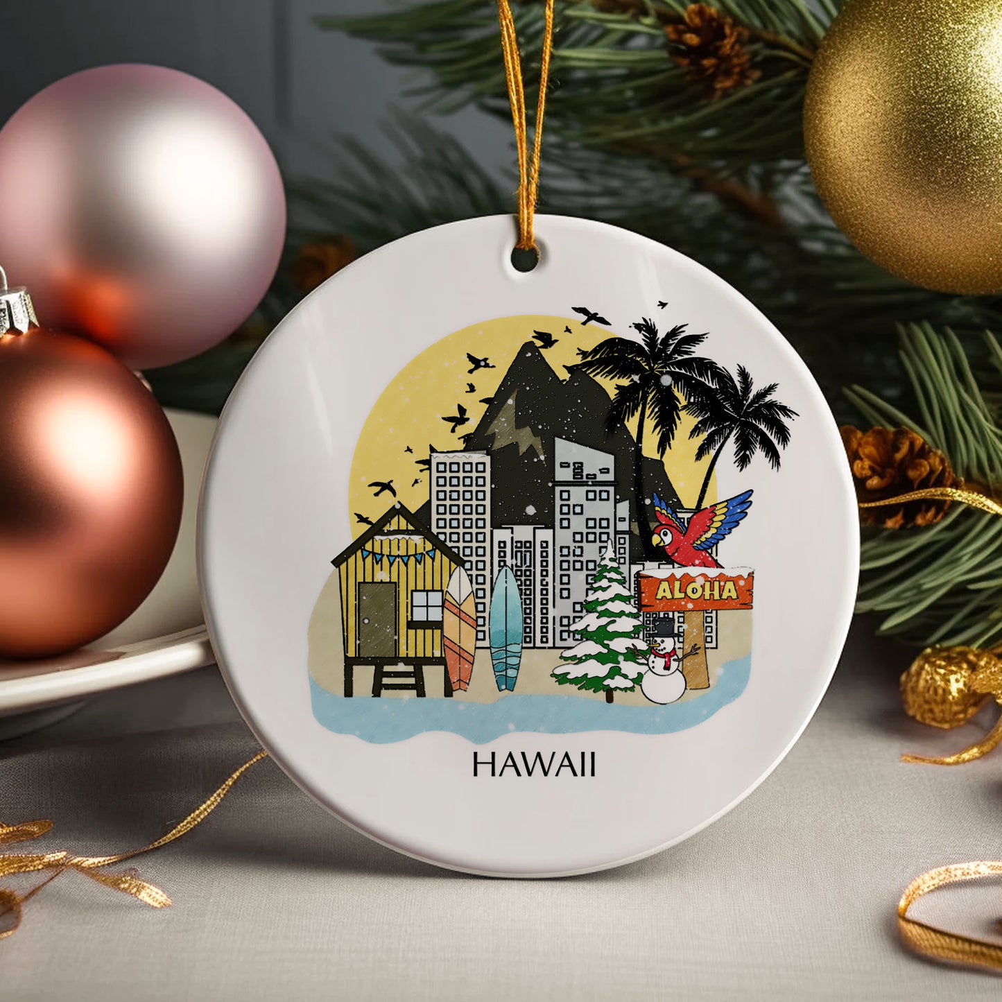 Hawaii Personalised Christmas Tree Ornament