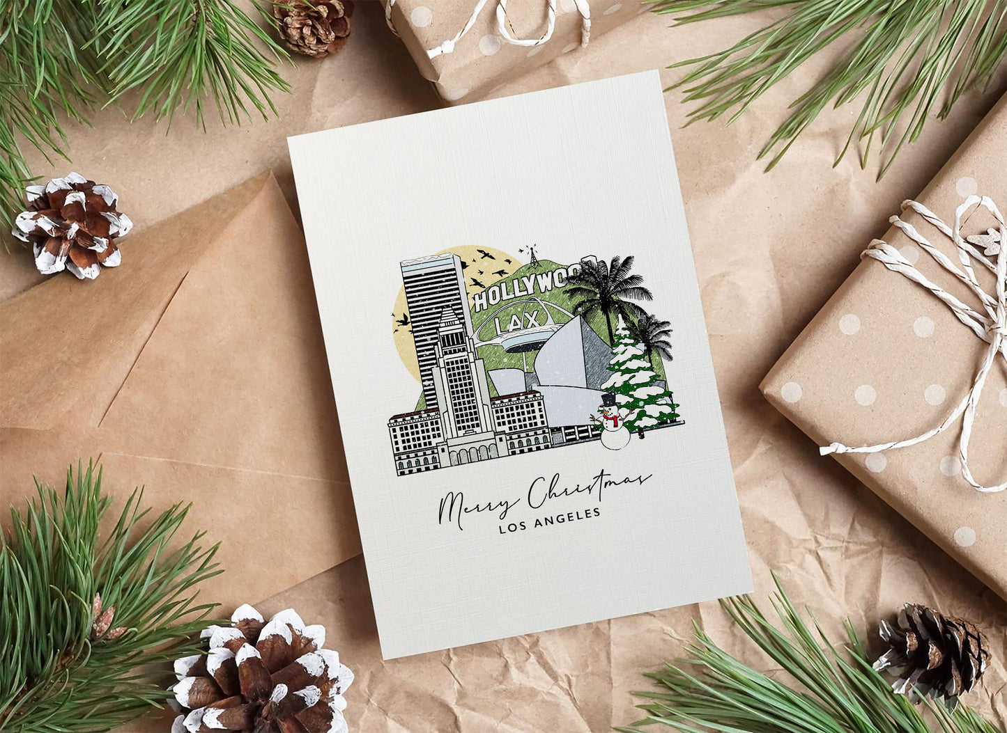 Los Angeles Personalised Christmas/Holiday Greeting Card