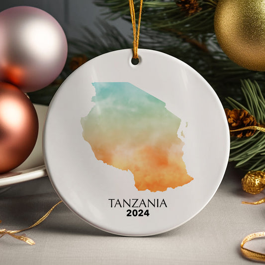 Tanzania Map Personalised Christmas Tree Ornament