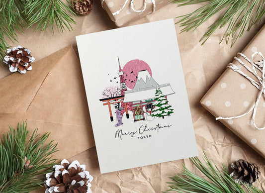 Tokyo Personalised Christmas/Holiday Greeting Card