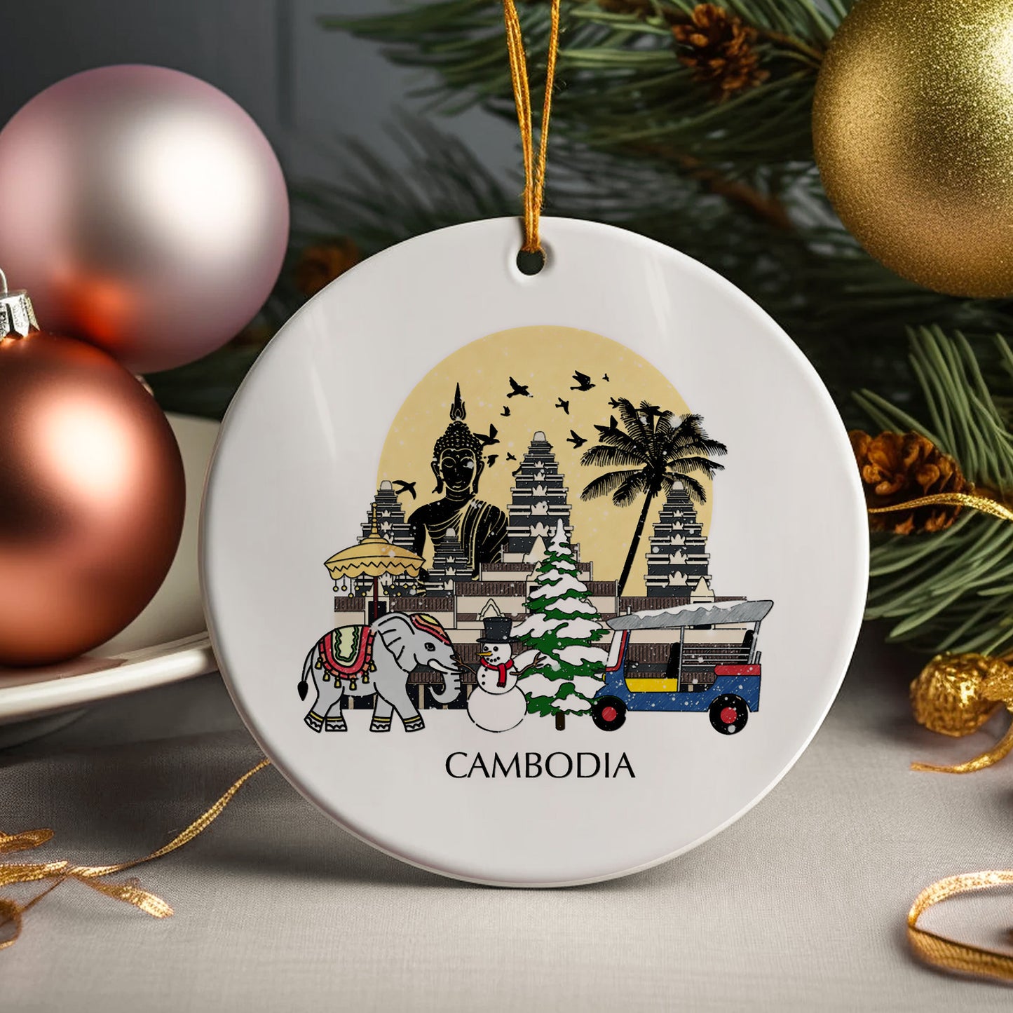 Cambodia Personalised Christmas Tree Ornament