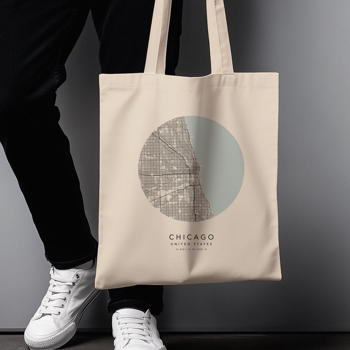 Chicago Personalised Custom Map Tote Bag | USA Travel Gift