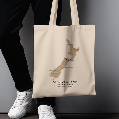 New Zealand Personalized Map Tote Bag | Travel Agents, Group Tours, School Trips